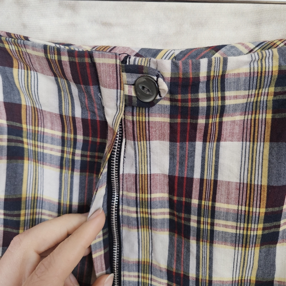 Vintage 1960s Skirt Academia Tartan Plaid Pencil Red Blue Pencil VTG 50s XXS - Picture 5 of 5